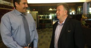 Newly elected Chief Paul Burke discusses his plans for Fort Severn with the Honourable Michael Gravelle